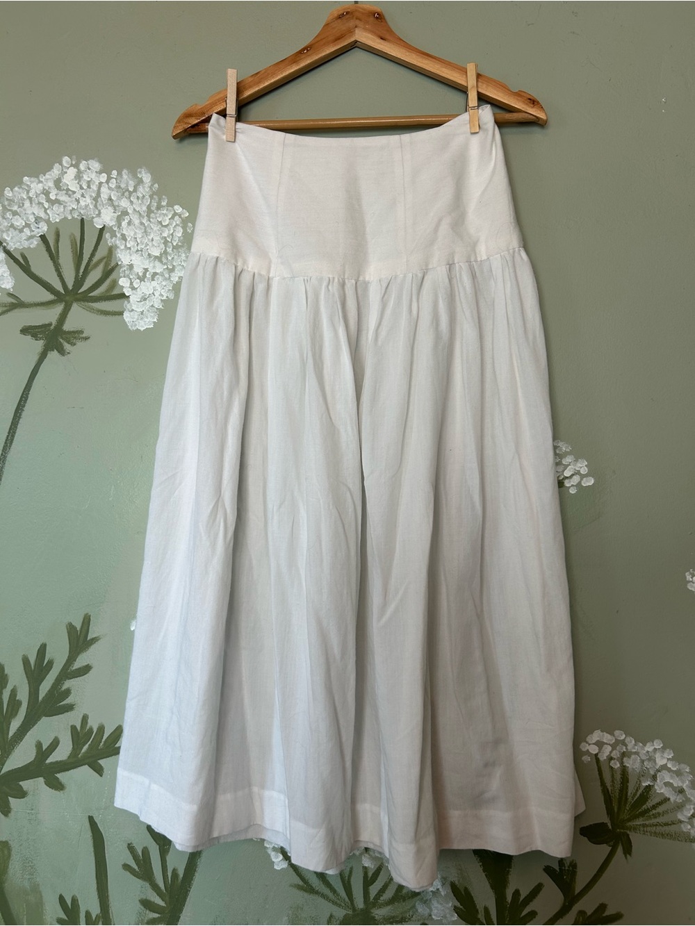 Handmade White Cotton Midi Petticoat Skirt